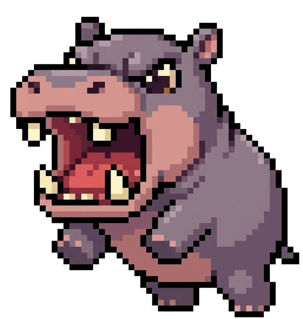 Hipopótamo mordiendo